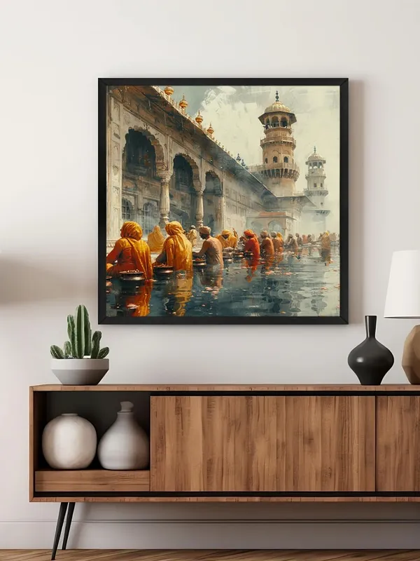 Box_Fiber_Frame_Holy_Bath_Capturing_the_spiritual_ambiance_of_pilgrims_engaging_in_a_ritualistic_bath_at_a_sacred_site_banaras_ghat_paintings_for_living_room_(BLF24X240199)