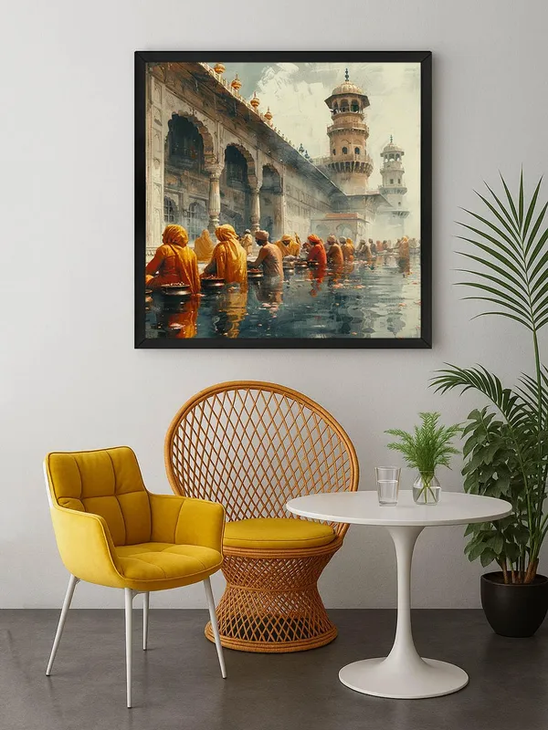 Box_Fiber_Frame_Holy_Bath_Capturing_the_spiritual_ambiance_of_pilgrims_engaging_in_a_ritualistic_bath_at_a_sacred_site_banaras_ghat_paintings_for_living_room_(BLF24X240199)
