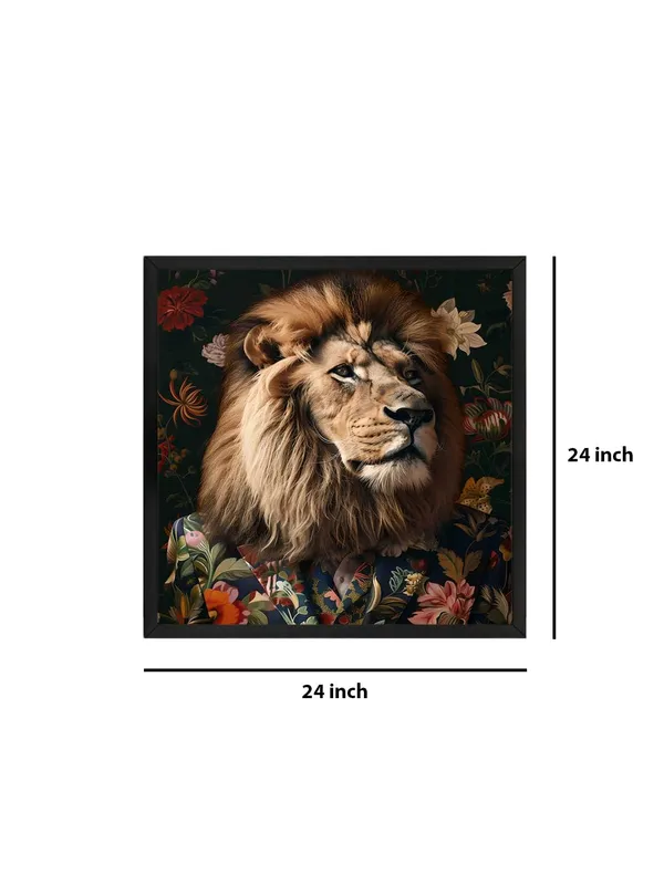 Box_Fiber_Frame_Lion_in_Floral_Jacket_Canvas-Wrapped_Painting,_24X24_Distinctive_Art_for_Contemporary_Settings_(BLF24X240326)