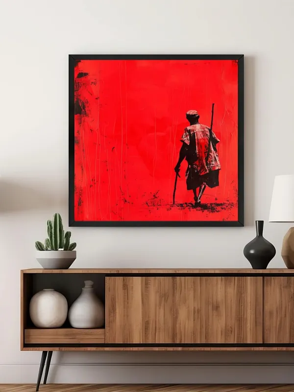 Modern_Abstract_Wall_Art_Canvas_Print,_Red_Silhouette,_90x90_cm,_Black_Frame,_Matte_Finish