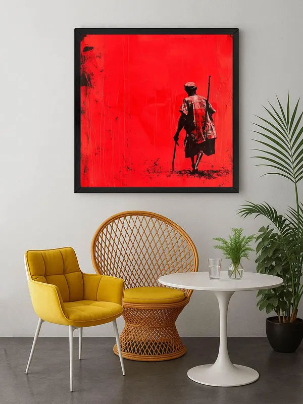Modern_Abstract_Wall_Art_Canvas_Print,_Red_Silhouette,_90x90_cm,_Black_Frame,_Matte_Finish