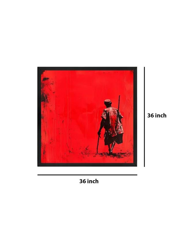 Modern_Abstract_Wall_Art_Canvas_Print,_Red_Silhouette,_90x90_cm,_Black_Frame,_Matte_Finish