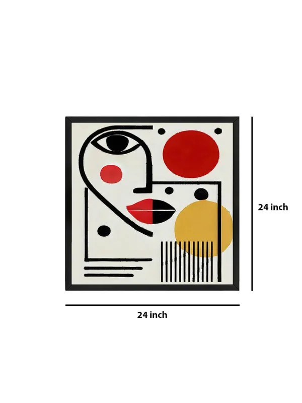 Modern_Abstract_Wall_Art_Print,_Black_Frame,_Geometric_Face_Design_with_Red_and_Yellow_Circles,_Contemporary_Home_Decor