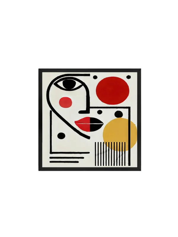 Modern_Abstract_Wall_Art_Print,_Black_Frame,_Geometric_Face_Design_with_Red_and_Yellow_Circles,_Contemporary_Home_Decor