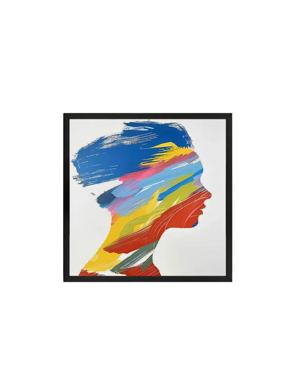 Modern_Abstract_Wall_Art,_Multicolour_Silhouette_Canvas_Print,_60_x_60_cm,_Black_Frame