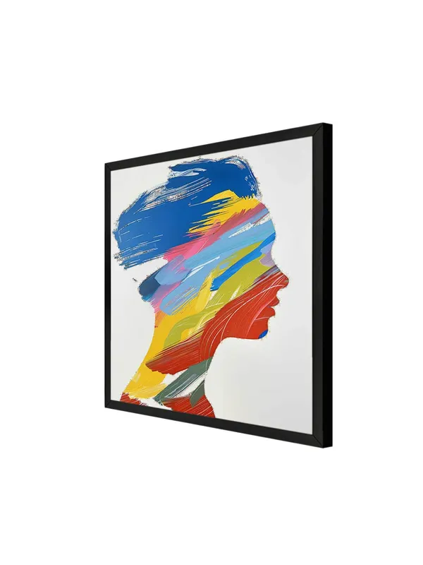 Modern_Abstract_Wall_Art,_Multicolour_Silhouette_Canvas_Print,_60_x_60_cm,_Black_Frame