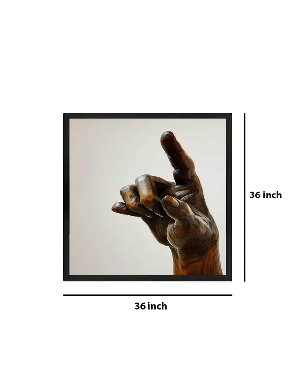 Modern_Bronze_Hand_Sculpture_Wall_Art,_Black_Frame,_90_x_90_cm_Square_Canvas_Print,_Contemporary_Home_Decor
