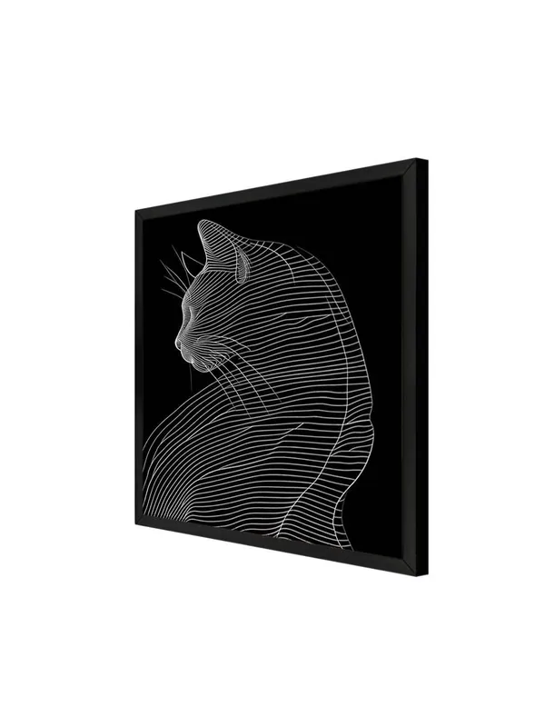 Modern_Cat_Line_Art_Wall_Decor,_60x60_cm_Black_Frame_Canvas_Print,_Contemporary_Minimalist_Design