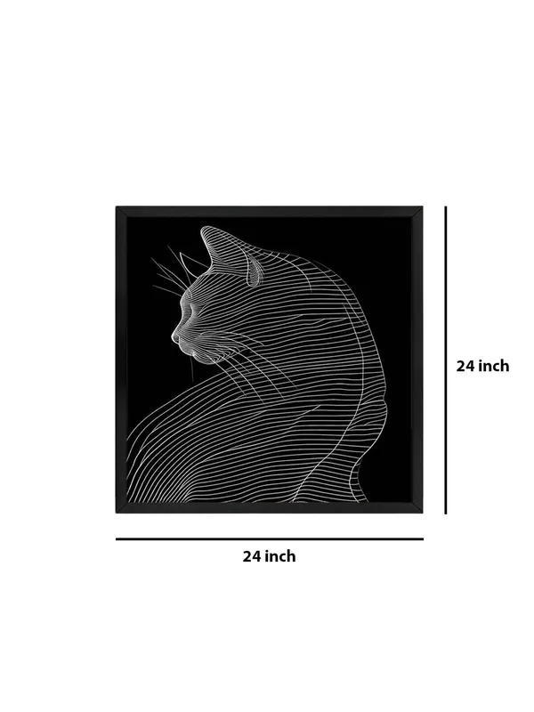 Modern_Cat_Line_Art_Wall_Decor,_60x60_cm_Black_Frame_Canvas_Print,_Contemporary_Minimalist_Design