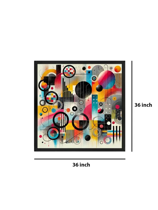 Modern_Abstract_Wall_Art,_Multicolour_Canvas_Print,_Black_Frame,_90_x_90_cm,_Geometric_Pattern