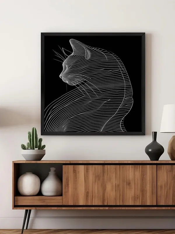 Modern_Cat_Line_Art_Framed_Wall_Decor,_Black_and_White_Minimalist_Design,_Contemporary_Home_Artwork