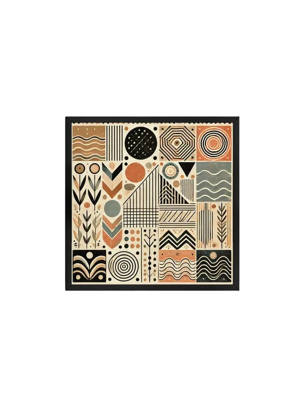 Modern_Abstract_Geometric_Wall_Art,_90x90_cm_Canvas_Print,_Black_Frame,_Multicolor_Pattern