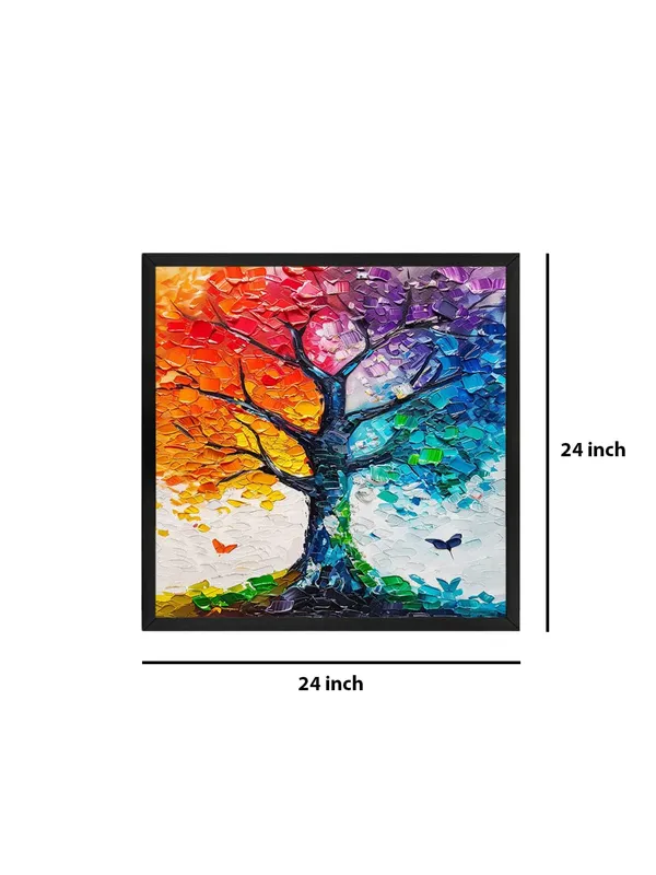 Rainbow_Tree_Wall_Art,_60x60_cm_Framed_Canvas_Print,_Abstract_Textured_Painting,_Modern_Home_Decor,_Multicolour