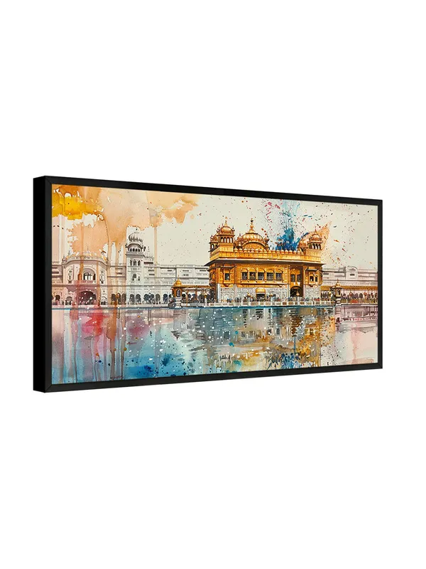 Golden_Temple_Amritsar_Watercolour_Art_Print,_Black_Frame,_Large_Wall_Decor