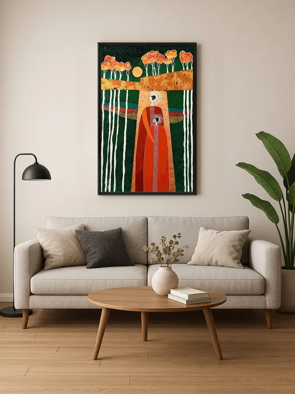 Box_Fiber_Frame_Mother_And_Child_Abstract_Canvas-Wrapped_Art_-_Family_Bond_Depiction