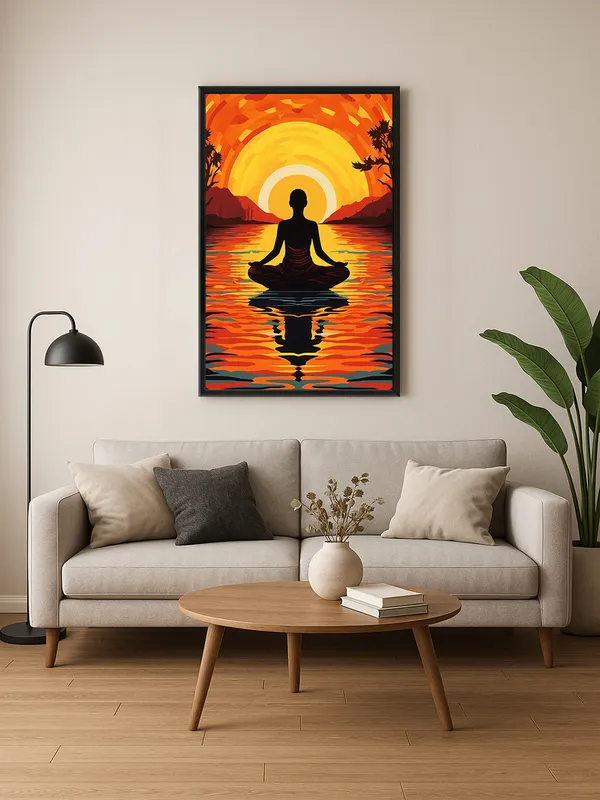 Box_Fiber_Frame_Meditative_Sunset_Canvas_Wrapped_Painting_-_Vibrant_Sunlight_Reflection