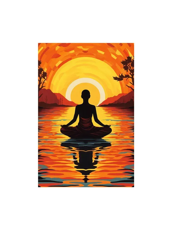 Meditative_Sunset_Canvas_Wrapped_Painting_-_Vibrant_Sunlight_Reflection