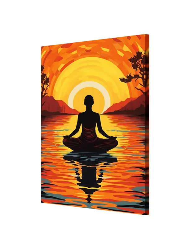 Meditative_Sunset_Canvas_Wrapped_Painting_-_Vibrant_Sunlight_Reflection