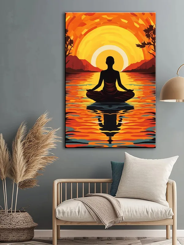 Meditative_Sunset_Canvas_Wrapped_Painting_-_Vibrant_Sunlight_Reflection