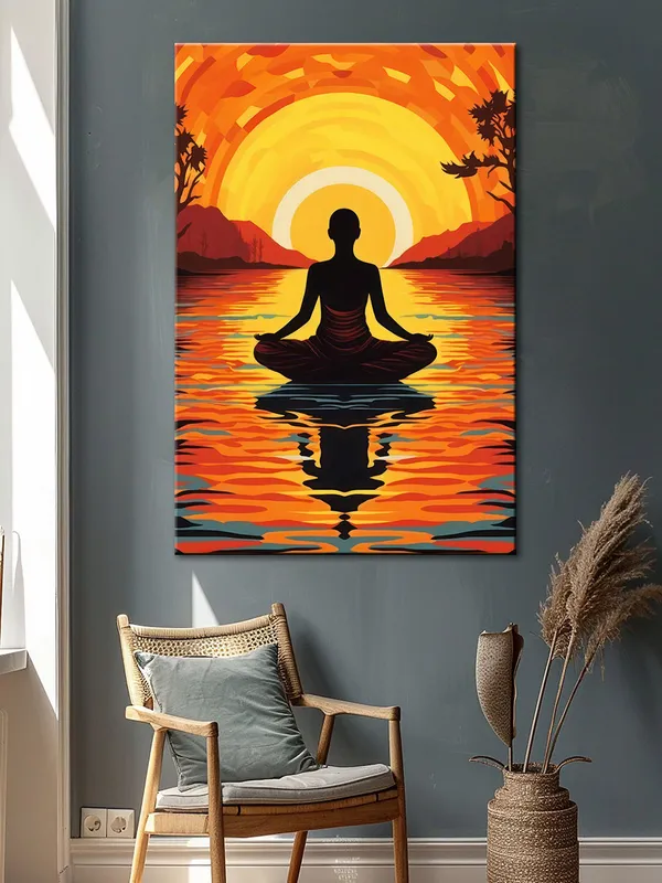 Meditative_Sunset_Canvas_Wrapped_Painting_-_Vibrant_Sunlight_Reflection