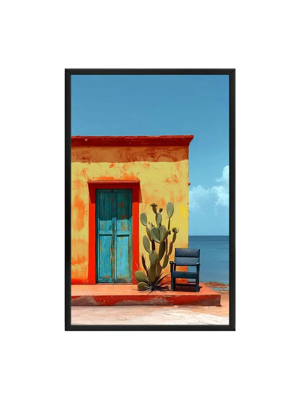 Box_Fiber_Frame_Rustic_Desert_Vibes_Canvas_Wrapped_Painting_-_Vintage_Door_And_Cactus