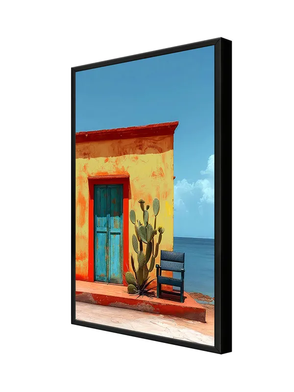 Box_Fiber_Frame_Rustic_Desert_Vibes_Canvas_Wrapped_Painting_-_Vintage_Door_And_Cactus