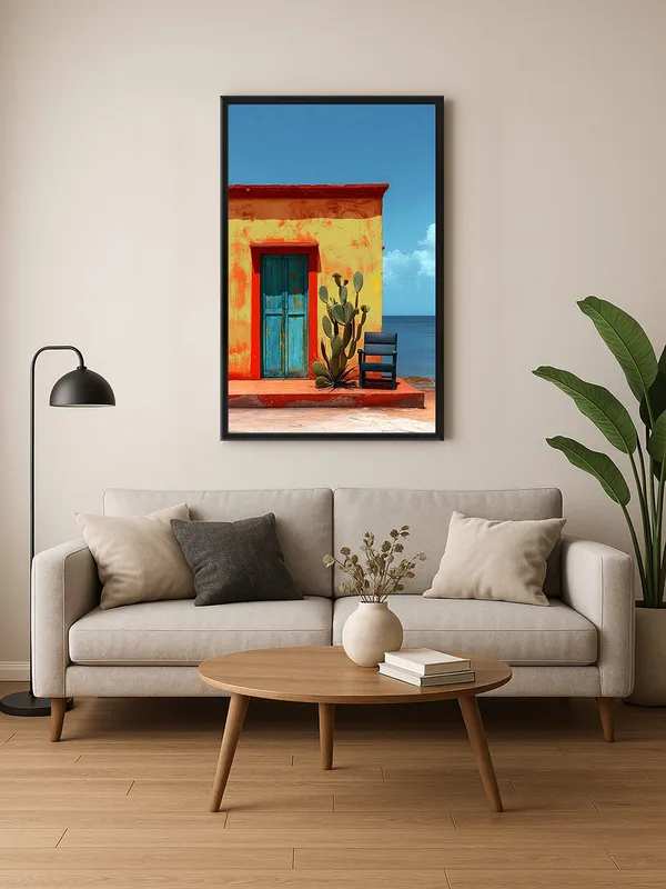 Box_Fiber_Frame_Rustic_Desert_Vibes_Canvas_Wrapped_Painting_-_Vintage_Door_And_Cactus