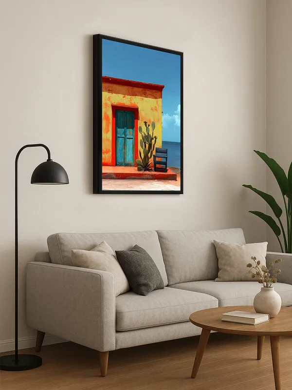 Box_Fiber_Frame_Rustic_Desert_Vibes_Canvas_Wrapped_Painting_-_Vintage_Door_And_Cactus