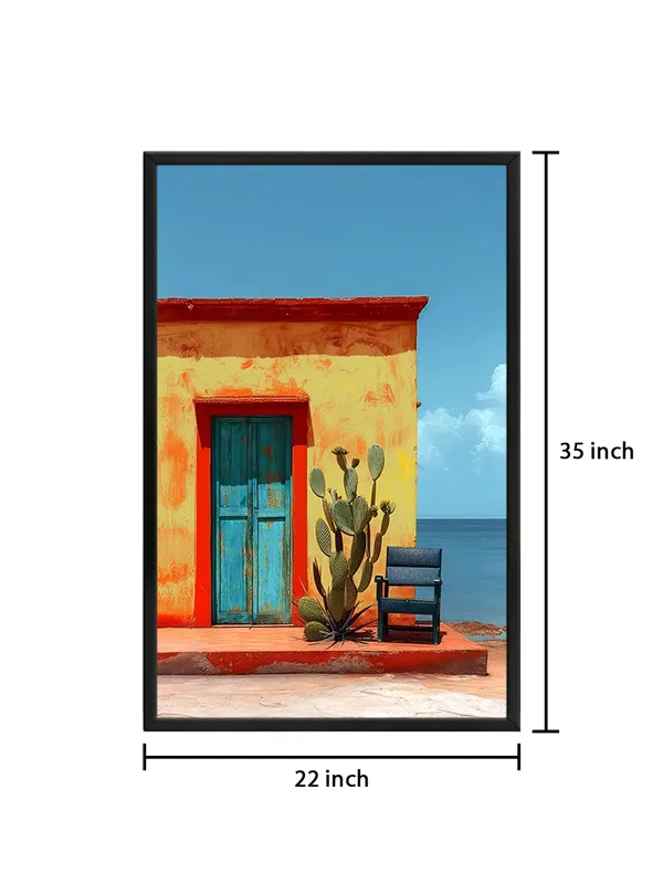 Box_Fiber_Frame_Rustic_Desert_Vibes_Canvas_Wrapped_Painting_-_Vintage_Door_And_Cactus