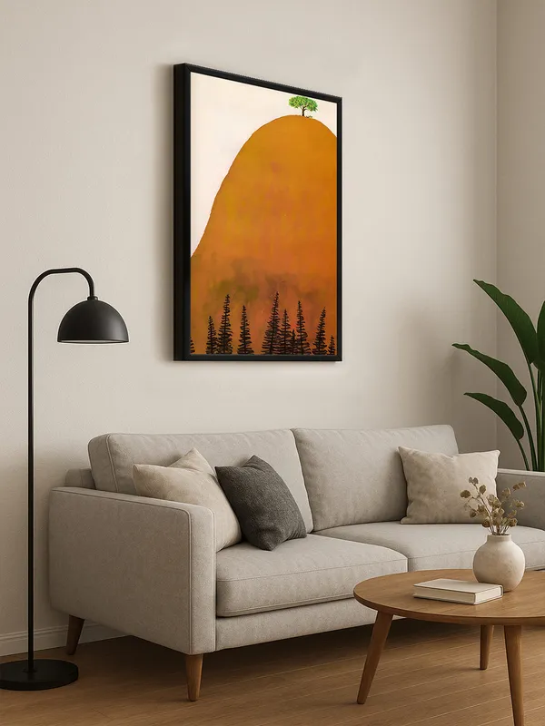 Box_Fiber_Frame_Minimalist_Tree_On_Hilltop_Canvas-Wrapped_Painting_|_|_Calm_Nature_Art,_Serene_Spaces_Decor