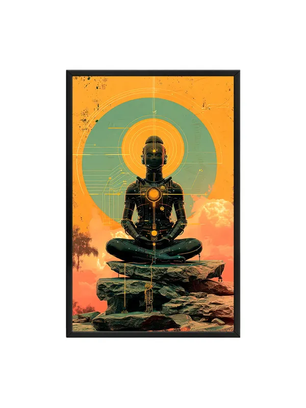 Box_Fiber_Frame_Cyber_Meditating_Robot_Canvas-Wrapped_Painting_|_|_Futuristic_Zen_Art,_Meditation_Room_Must-Have