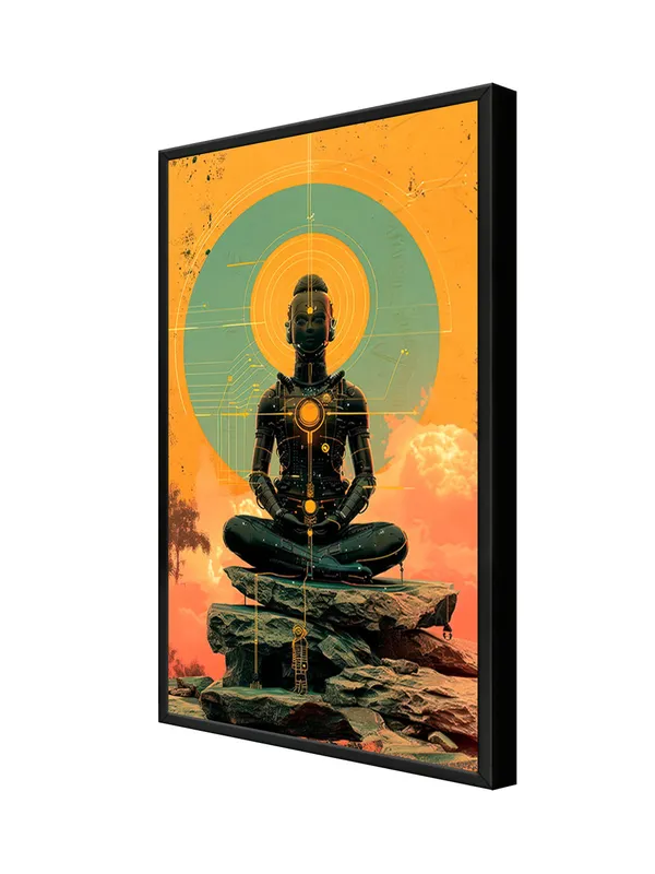 Box_Fiber_Frame_Cyber_Meditating_Robot_Canvas-Wrapped_Painting_|_|_Futuristic_Zen_Art,_Meditation_Room_Must-Have