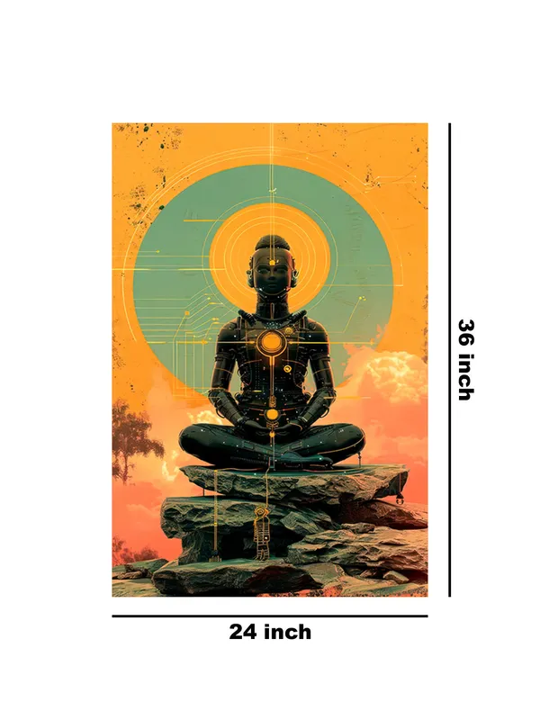 Cyber_Meditating_Robot_Canvas-Wrapped_Painting_|_|_Futuristic_Zen_Art,_Meditation_Room_Must-Have