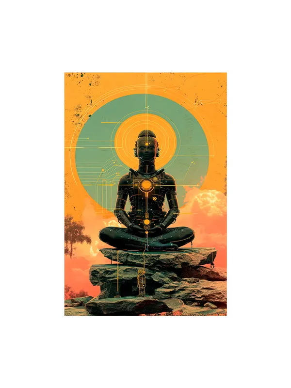 Cyber_Meditating_Robot_Canvas-Wrapped_Painting_|_|_Futuristic_Zen_Art,_Meditation_Room_Must-Have