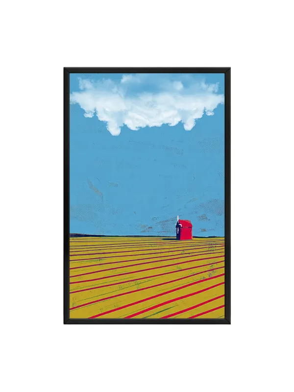 Box_Fiber_Frame_Vast_Field_And_Sky_Canvas-Wrapped_Painting_|_|_Minimalist_Landscape_Art,_Peaceful_Horizon_Decor