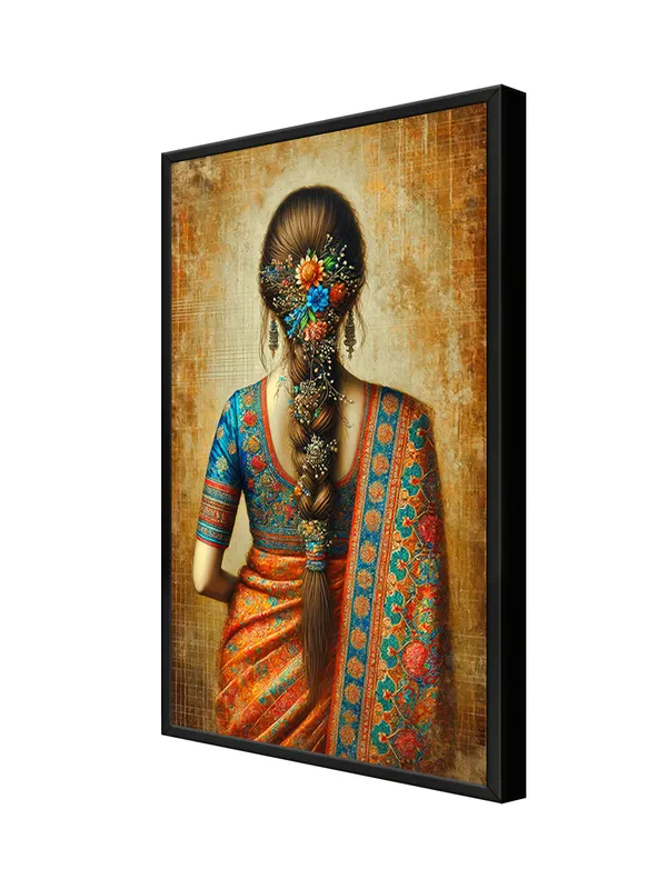 Box_Fiber_Frame_Traditional_Indian_Bride_Canvas-Wrapped_Painting_|_|_Intricate_Cultural_Artwork,_Festive_Decor