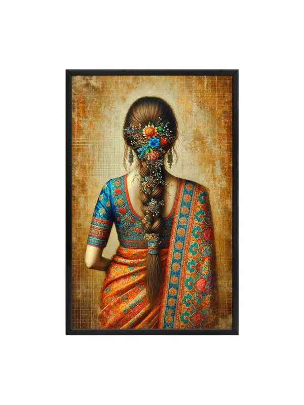 Box_Fiber_Frame_Traditional_Indian_Bride_Canvas-Wrapped_Painting_|_|_Intricate_Cultural_Artwork,_Festive_Decor