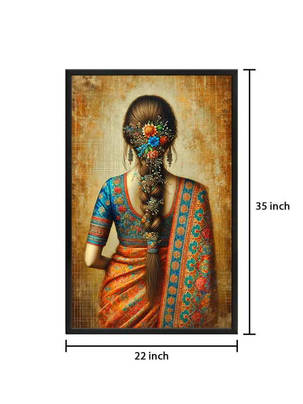 Box_Fiber_Frame_Traditional_Indian_Bride_Canvas-Wrapped_Painting_|_|_Intricate_Cultural_Artwork,_Festive_Decor
