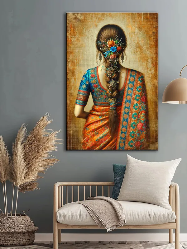 Traditional_Indian_Bride_Canvas-Wrapped_Painting_|_|_Intricate_Cultural_Artwork,_Festive_Decor