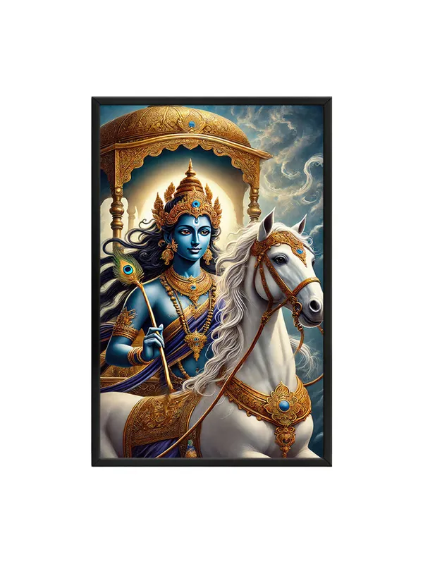 Box_Fiber_Frame_Warrior_Deity_On_White_Horse_Canvas-Wrapped_Painting_|_|_Mythological_Epic,_Regal_Hindu_Art