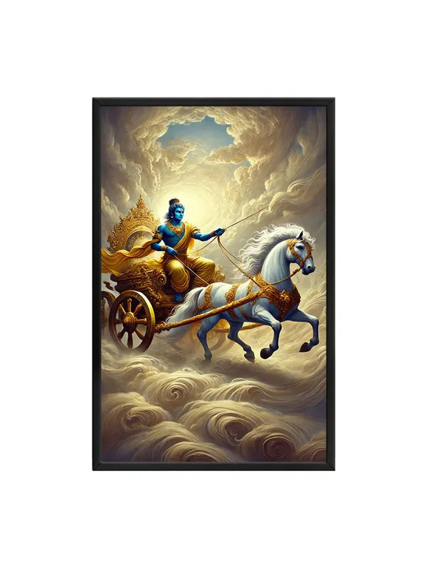 Box_Fiber_Frame_Krishna'S_Chariot_Ride_Canvas-Wrapped_Painting_|_|_Majestic_Spiritual_Ride,_Mythological_Hindu_Art