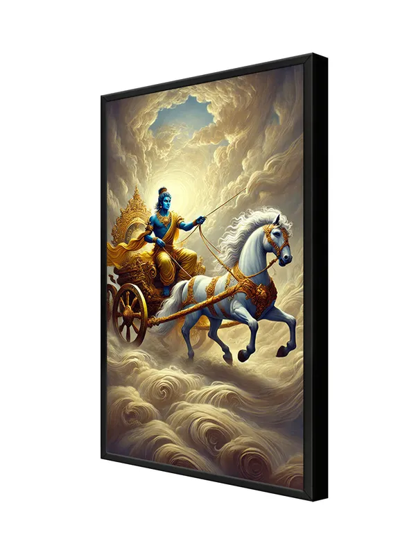 Box_Fiber_Frame_Krishna'S_Chariot_Ride_Canvas-Wrapped_Painting_|_|_Majestic_Spiritual_Ride,_Mythological_Hindu_Art