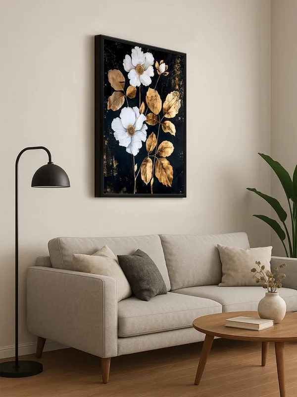 Box_Fiber_Frame_Golden_And_White_Floral_Canvas_Art_-_Modern_Flower_Wall_Decor_For_Elegant_Interiors