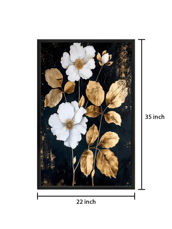 Box_Fiber_Frame_Golden_And_White_Floral_Canvas_Art_-_Modern_Flower_Wall_Decor_For_Elegant_Interiors