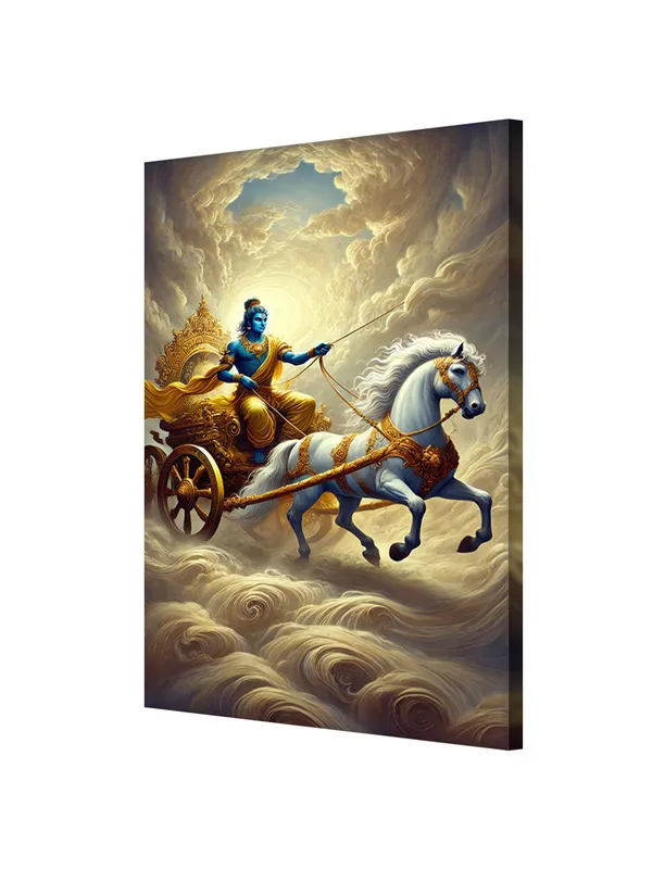 Krishna'S_Chariot_Ride_Canvas-Wrapped_Painting_|_|_Majestic_Spiritual_Ride,_Mythological_Hindu_Art