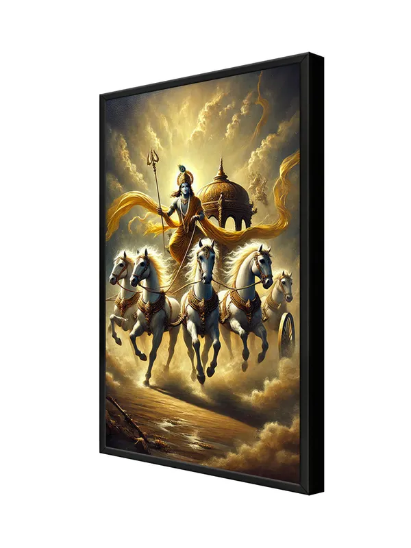 Box_Fiber_Frame_Krishna'S_Divine_Chariot_Canvas-Wrapped_Painting_|_|_Majestic,_Mythological_Spiritual_Art_For_Meditation