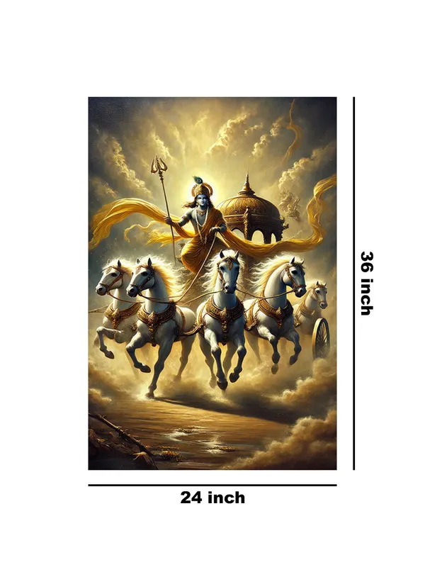 Krishna'S_Divine_Chariot_Canvas-Wrapped_Painting_|_|_Majestic,_Mythological_Spiritual_Art_For_Meditation