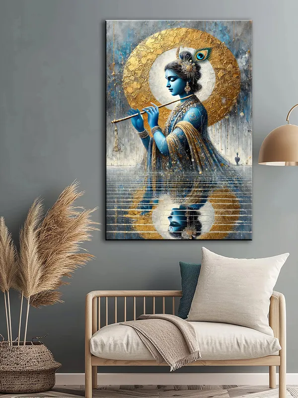 Krishna_With_Flute_Reflection_Canvas-Wrapped_Painting_|_|_Majestic,_Spiritual_Art,_Divine_Energy_Decor