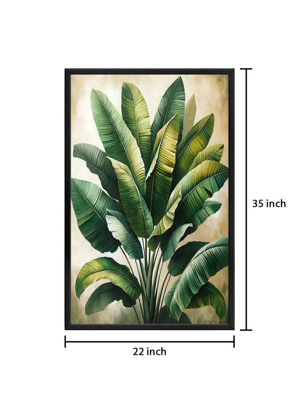 Box_Fiber_Frame_Banana_Leaves_Tropical_Art_Canvas-Wrapped_Painting_|_|_Green_Nature_Decor,_Refreshing_Modern_Wall_Art