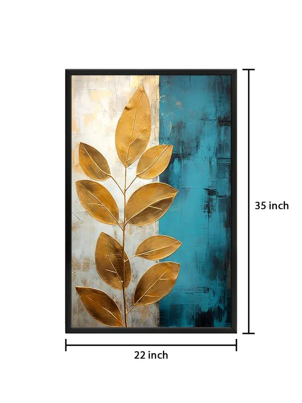 Box_Fiber_Frame_Abstract_Leaf_Canvas_Art_In_Gold_And_Blue_-_Contemporary_Wall_Decor_For_Stylish_Homes